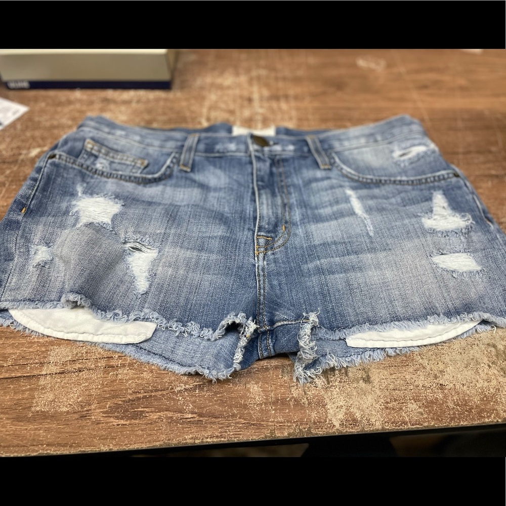 Current Elliott shredded denim shorts